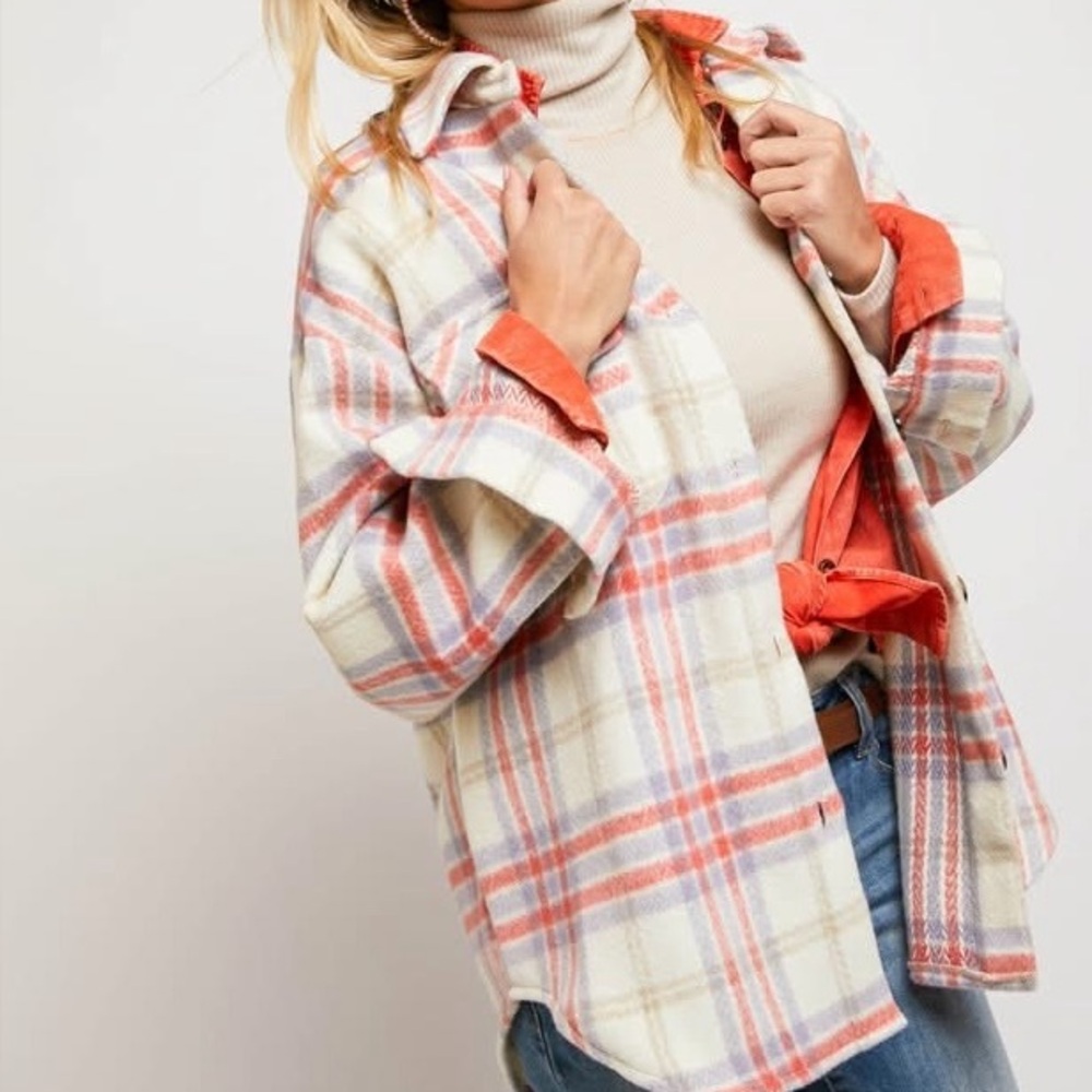 Plaid Jacket with Orange Accents